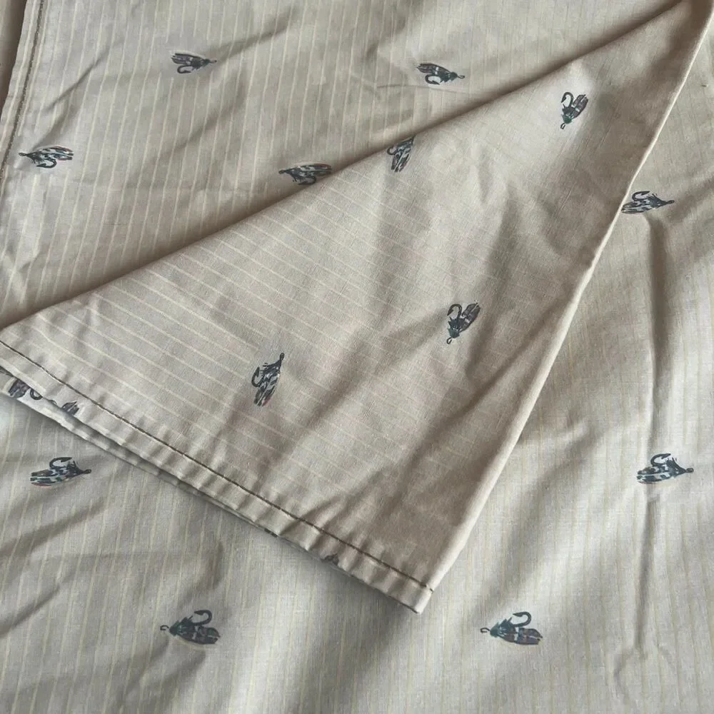 RARE VINTAGE 70's Fishing Lure Cotton Blend Twin Flat Sheet By Cannon Fieldcrest